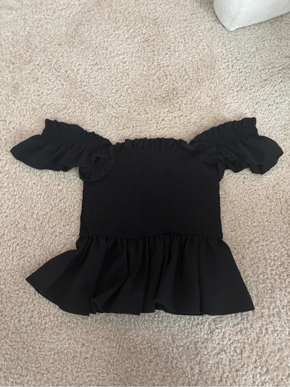 SHEIN Black Off-Shoulder Ruffle Peplum Top